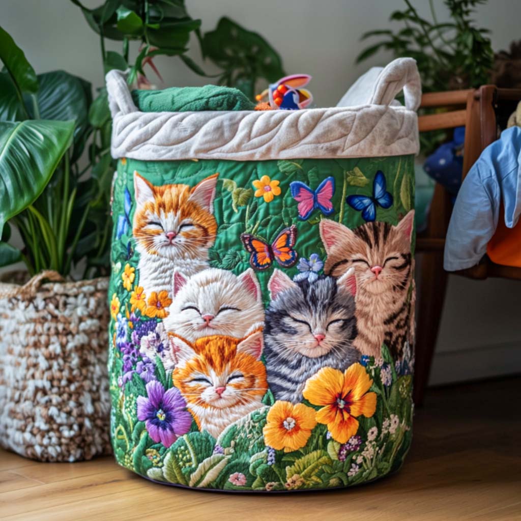 Catnap Corner Quilted Laundry Basket Unique Gift For Laundry Lovers