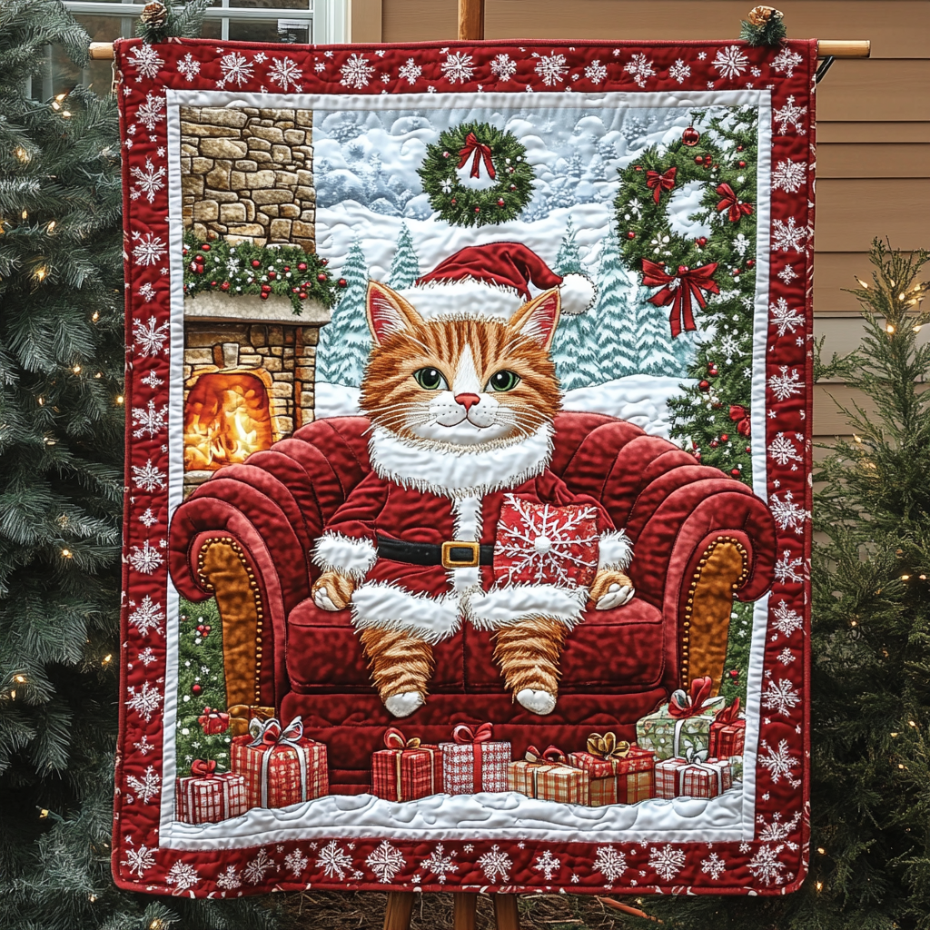 Catnip Christmas Joy Quilted Blanket Christmas Presents For Cat Lovers