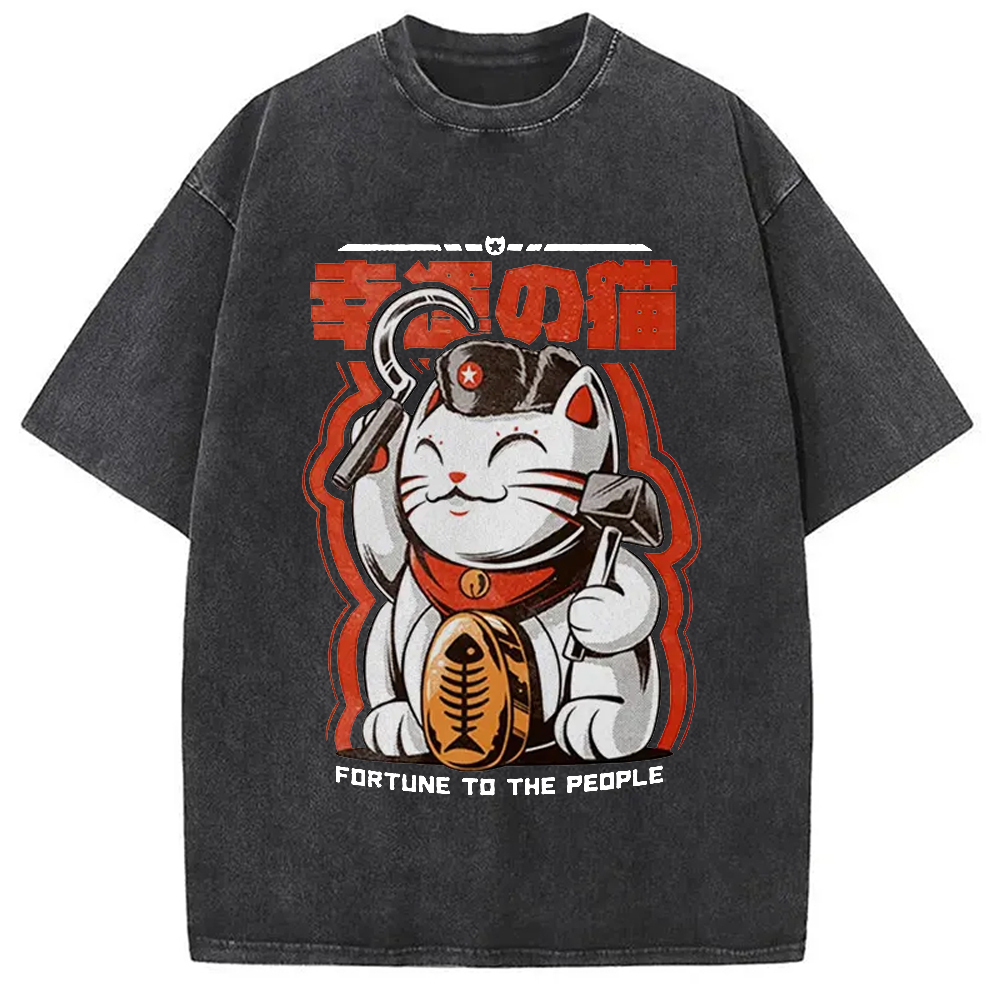 Catnist Japan Culture Creative Washed T-Shirt Soft Cotton Daily Wear Tee Gifts For Besties Catnist Japan Culture Creative Washed T-Shirt Soft Cotton Daily Wear Tee Gifts For Besties