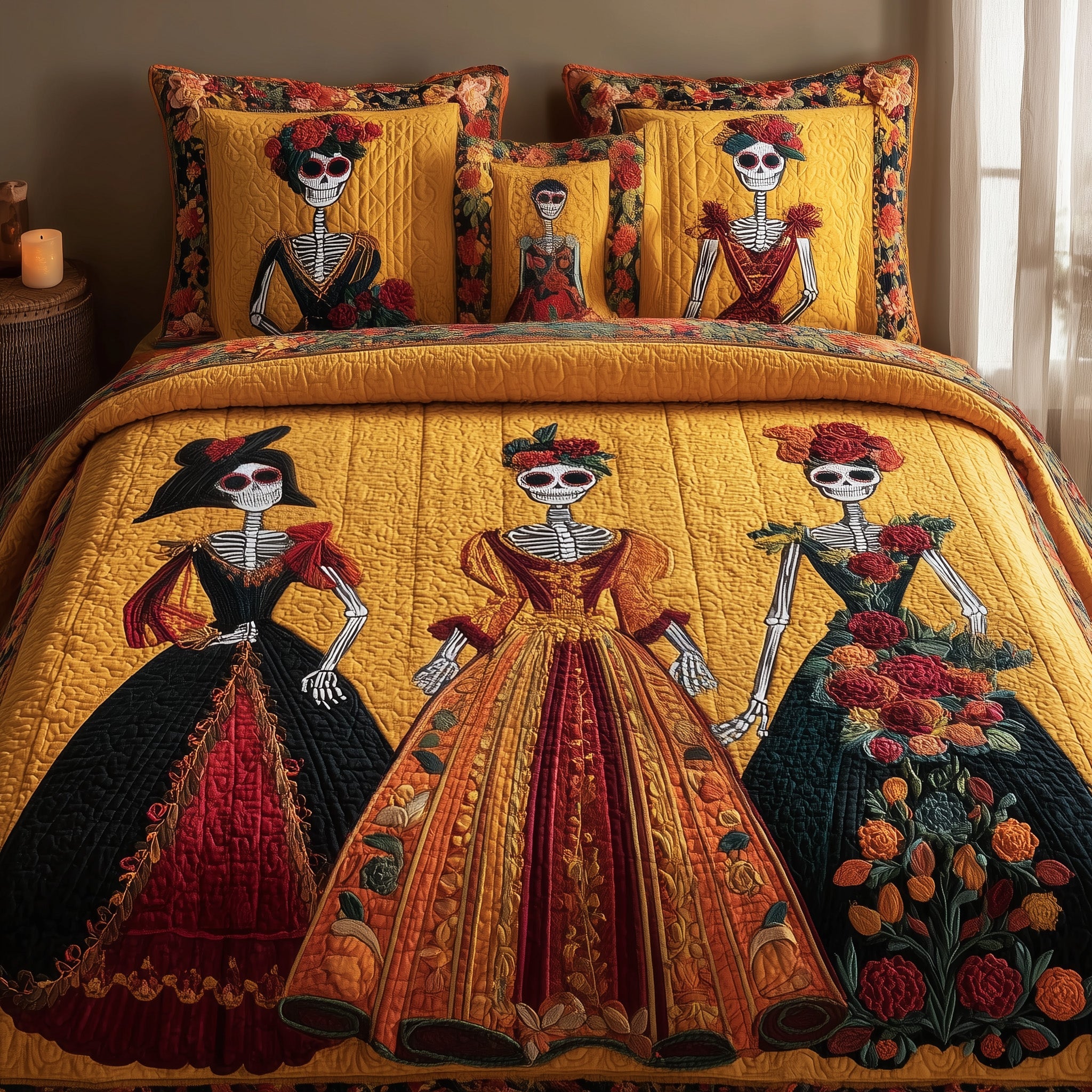 Catrina Bloom Quilted Bedding Set Classic Style