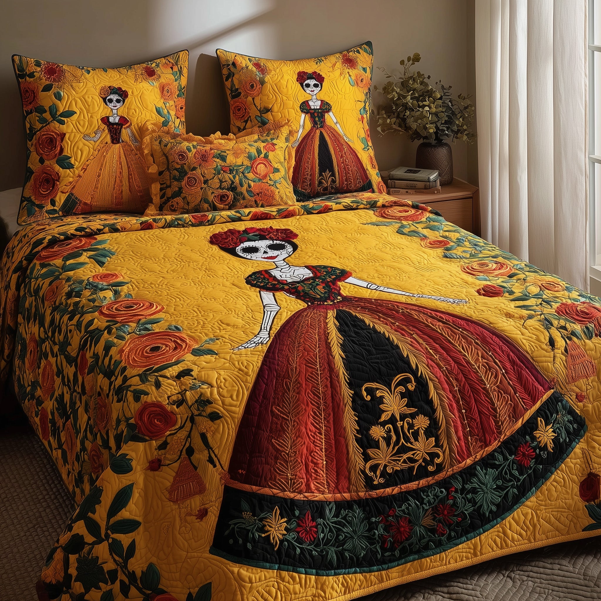 Catrina Bloom Quilted Bedding Set Elegant Bedding