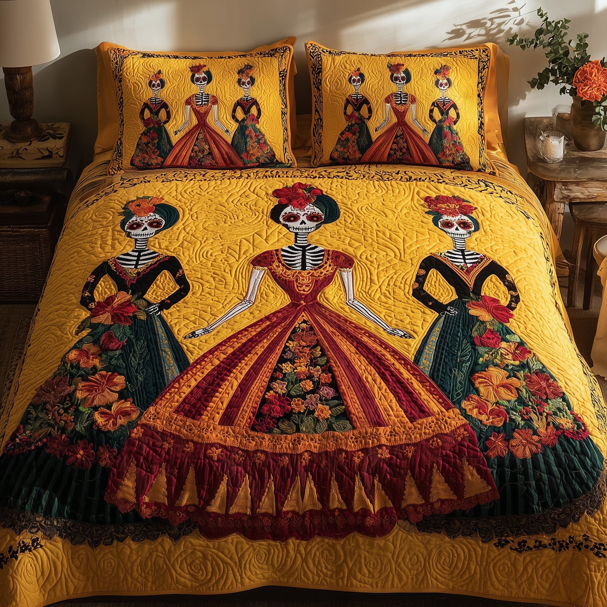 Catrina Bloom Quilted Bedding Set Farmhouse Style