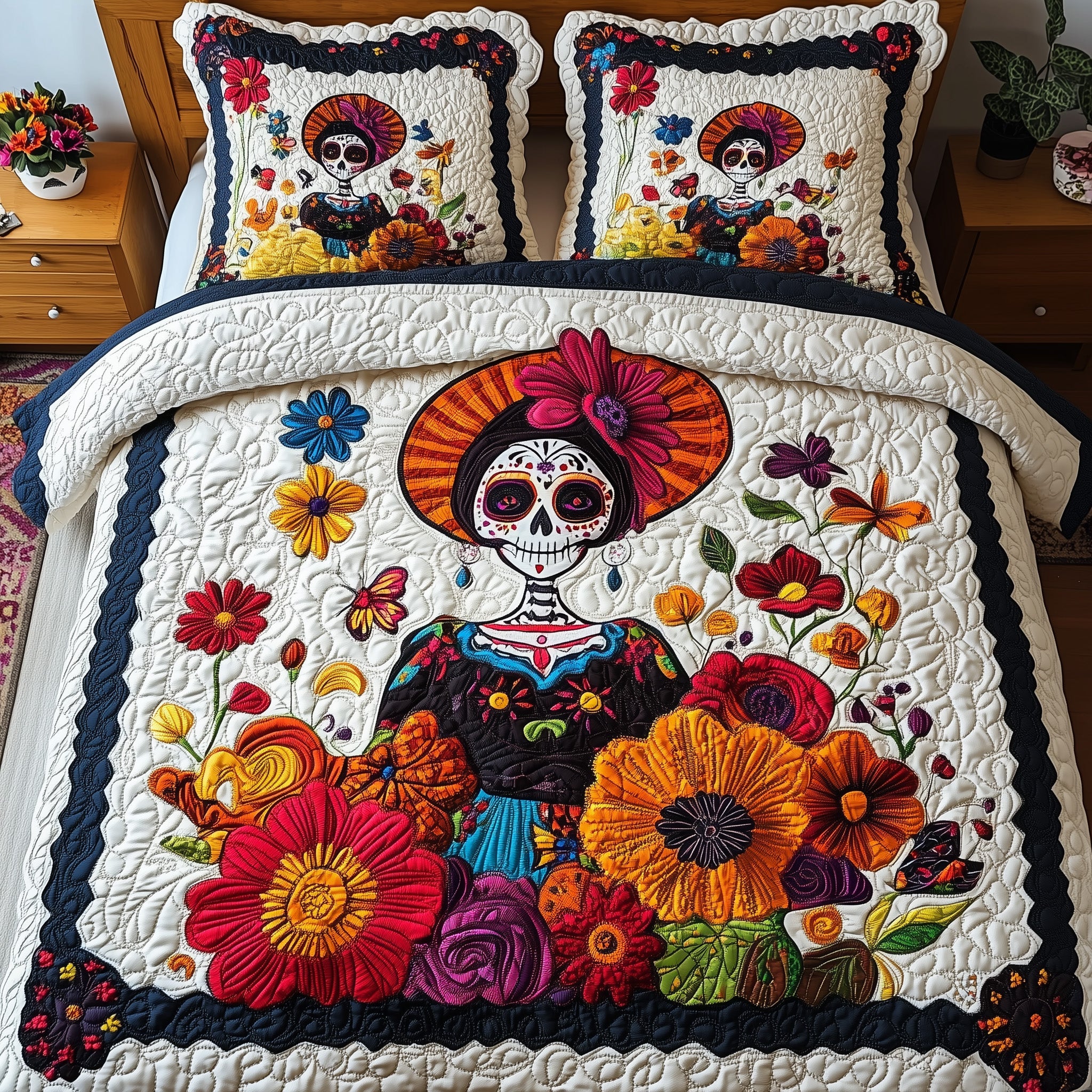 Catrina Bloom Quilted Bedding Set For Family