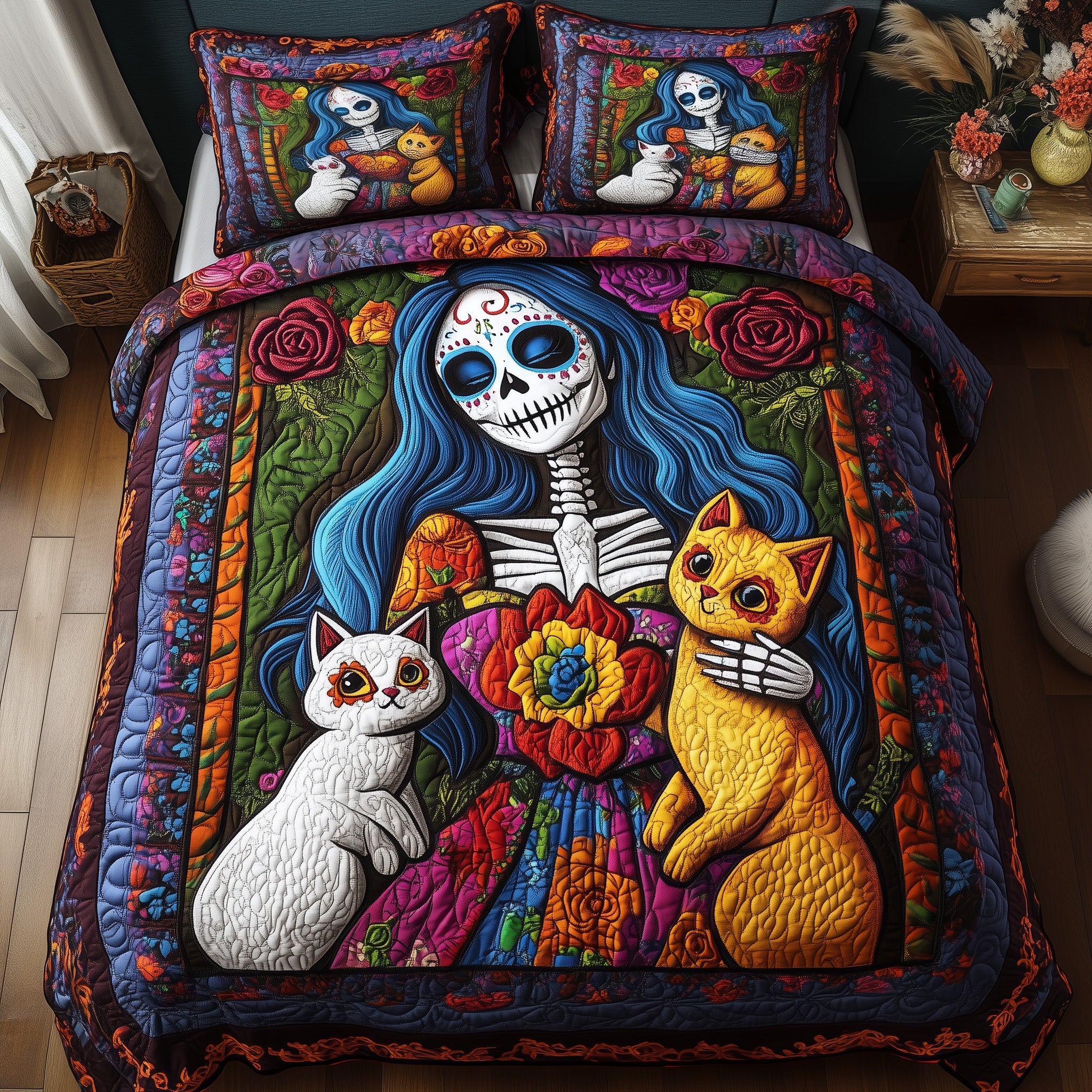 Catrina Bloom Quilted Bedding Set Relaxing Sleep