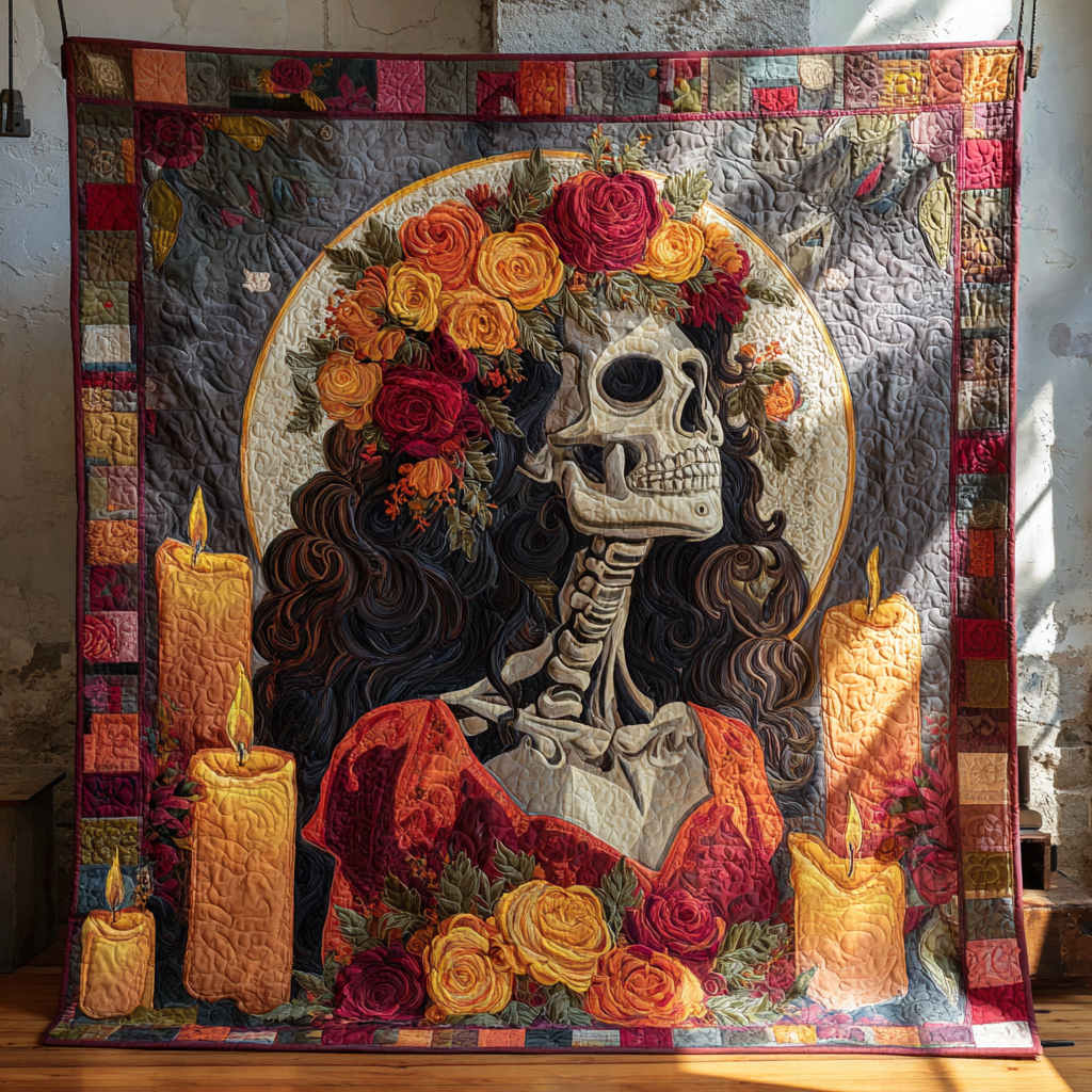 Catrina Dreams Quilted Blanket Day Of The Dead Blanket Christmas Ideas For Family