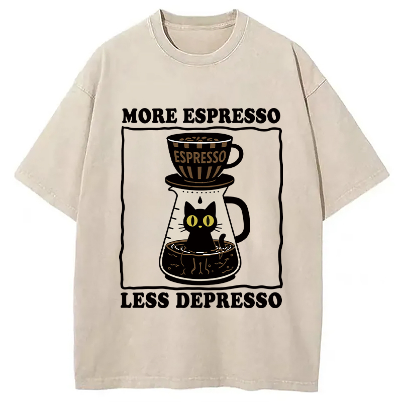 Cats And Coffee Washed T-Shirt Soft Comfortable Daily T Shirt Gifts For Brother Cats And Coffee Washed T-Shirt Soft Comfortable Daily T Shirt Gifts For Brother