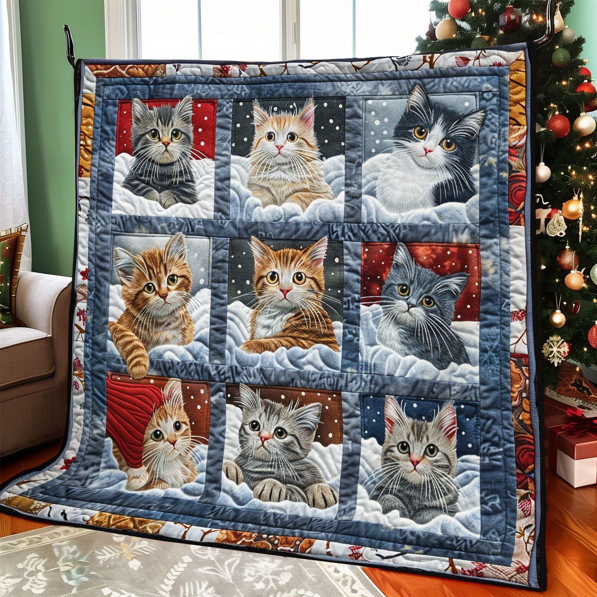 Cats And Snowing Quilt Blanket Best Blankets Christmas Presents For Her