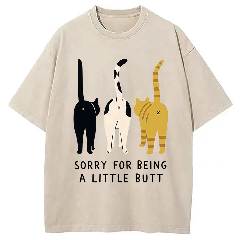 Cat's Butt Funny Washed T-Shirt Cool Graphic Tee For Men Women Gifts For Him Cat's Butt Funny Washed T-Shirt Cool Graphic Tee For Men Women Gifts For Him