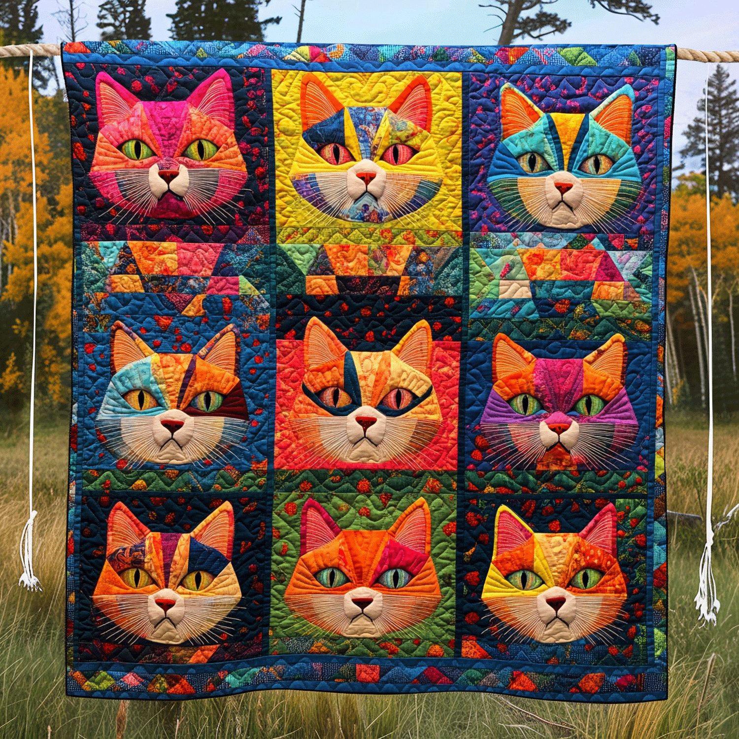 Cats Creations Quilted Blanket Unique Cat Gifts