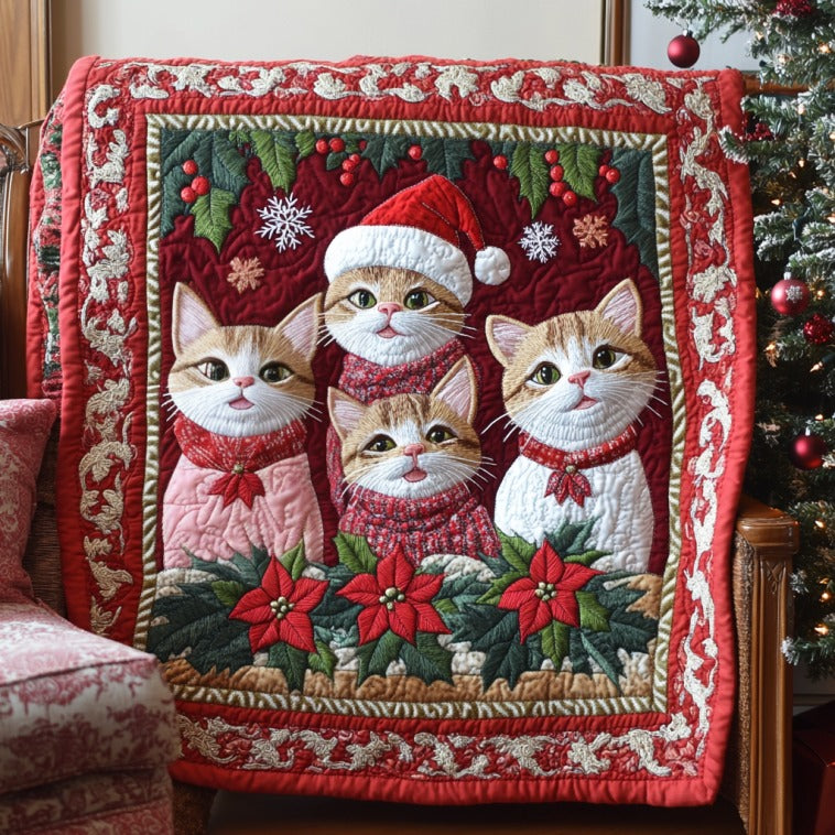 Cats Love Christmas Quilt Perfect Quilt Blanket Gift for Family and Friends