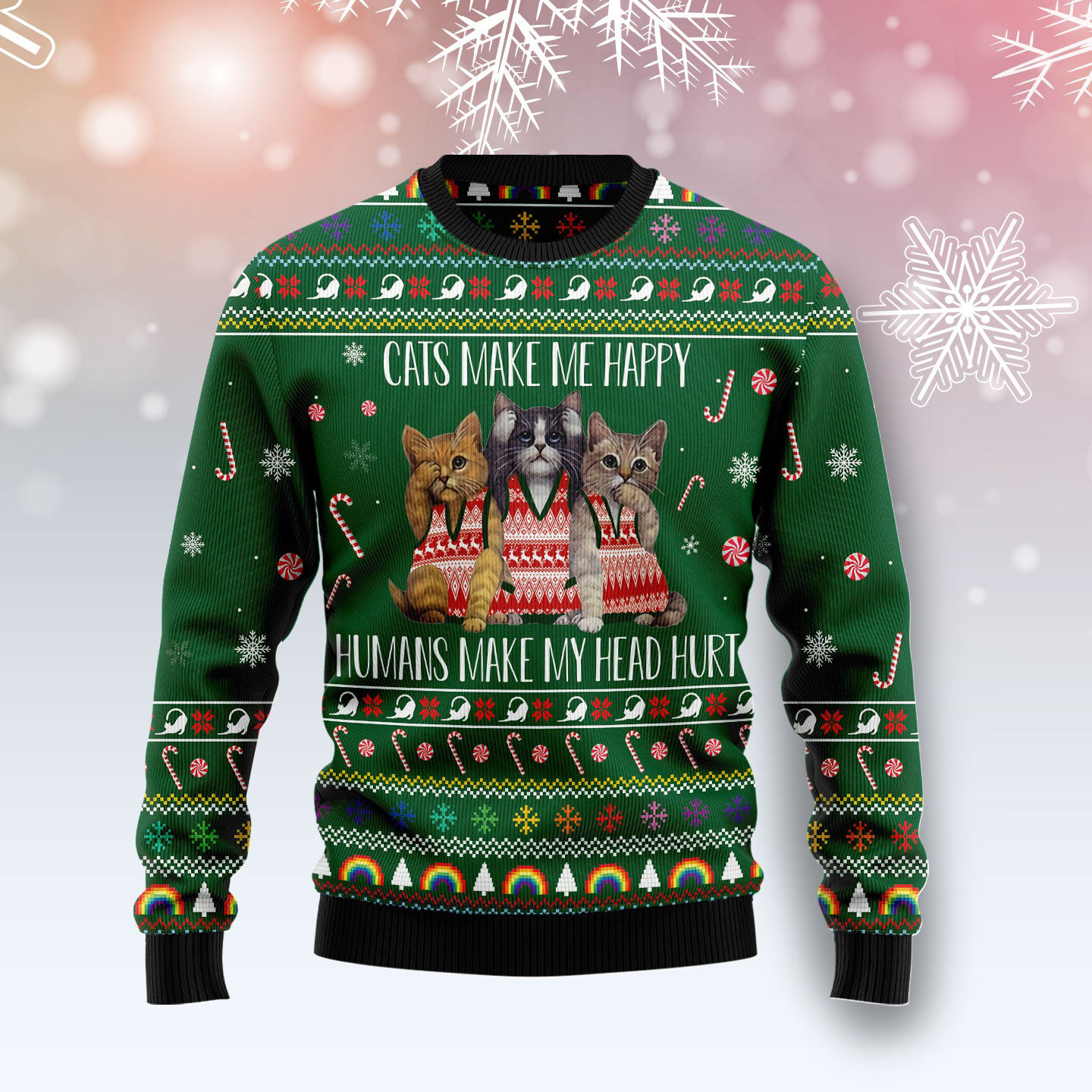 Cats Make Me Happy Best Funny Ugly Sweaters Cool Xmas Clothes Gifts For Cat People