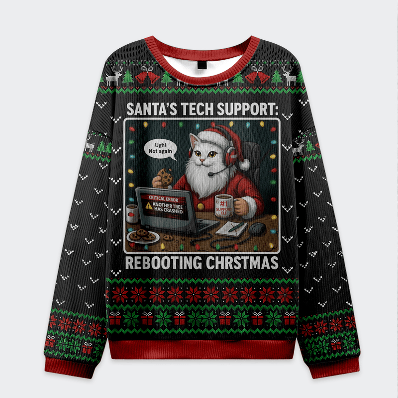 Cats Rebooting Christmas Christmas Ugly Sweatshirt Ugly Christmas Sweater Men Funny
