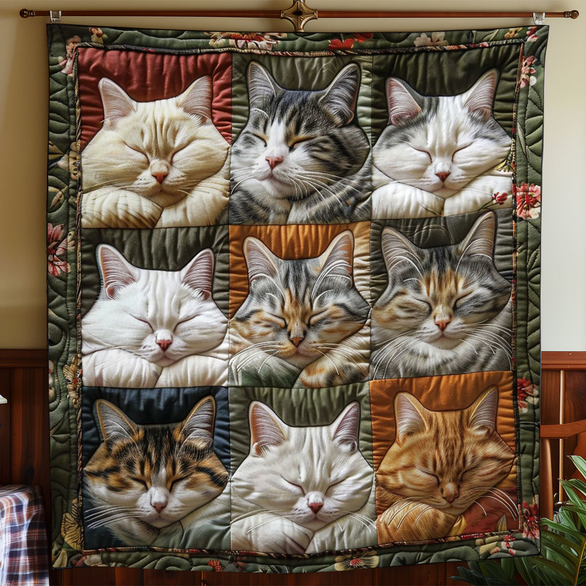 Cats Sleeping Peaceful Quilt Blanket Christmas Throw Blanket Xmas Gifts For Cat Lovers