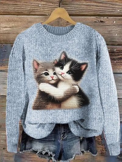 Cats Sweet Snuggle Sweater Funny Graphic Print Sweater Xmas Gifts For Cat Lovers