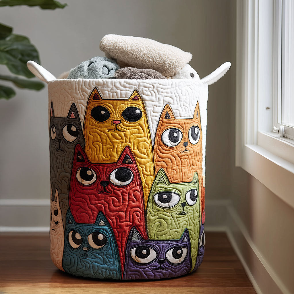 Cattitude In Color Quilted Laundry Basket Excellent Gift For Her