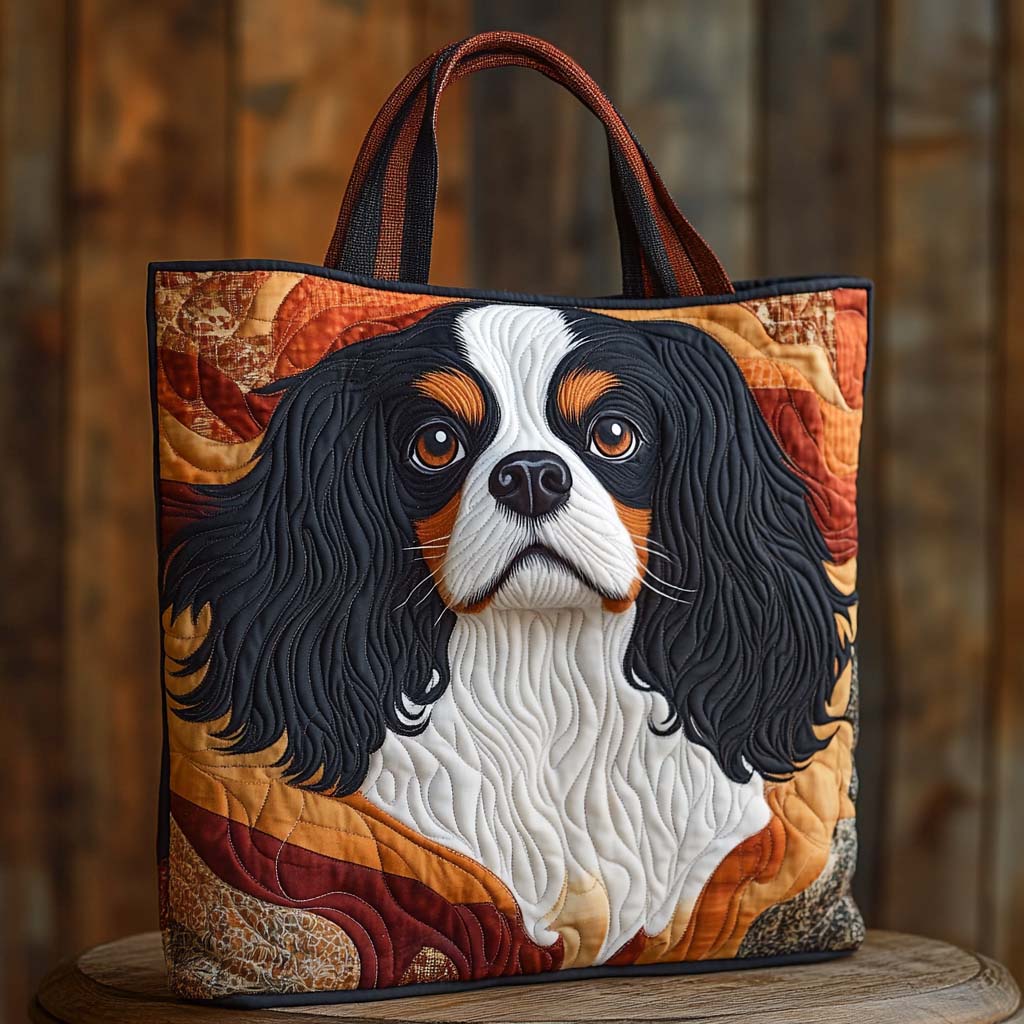 Cavalier Autumn Charm Quilted Tote Bag Dog Owners Gifts Birthday Ideas