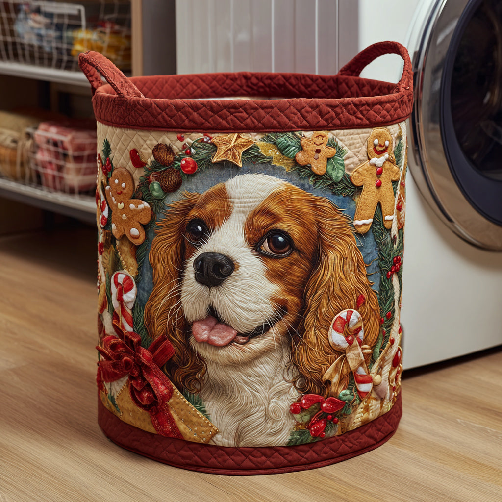 Cavalier Christmas Cookie Quilted Laundry Basket Perfect Quilted Laundry Basket Gift for Family and Friends