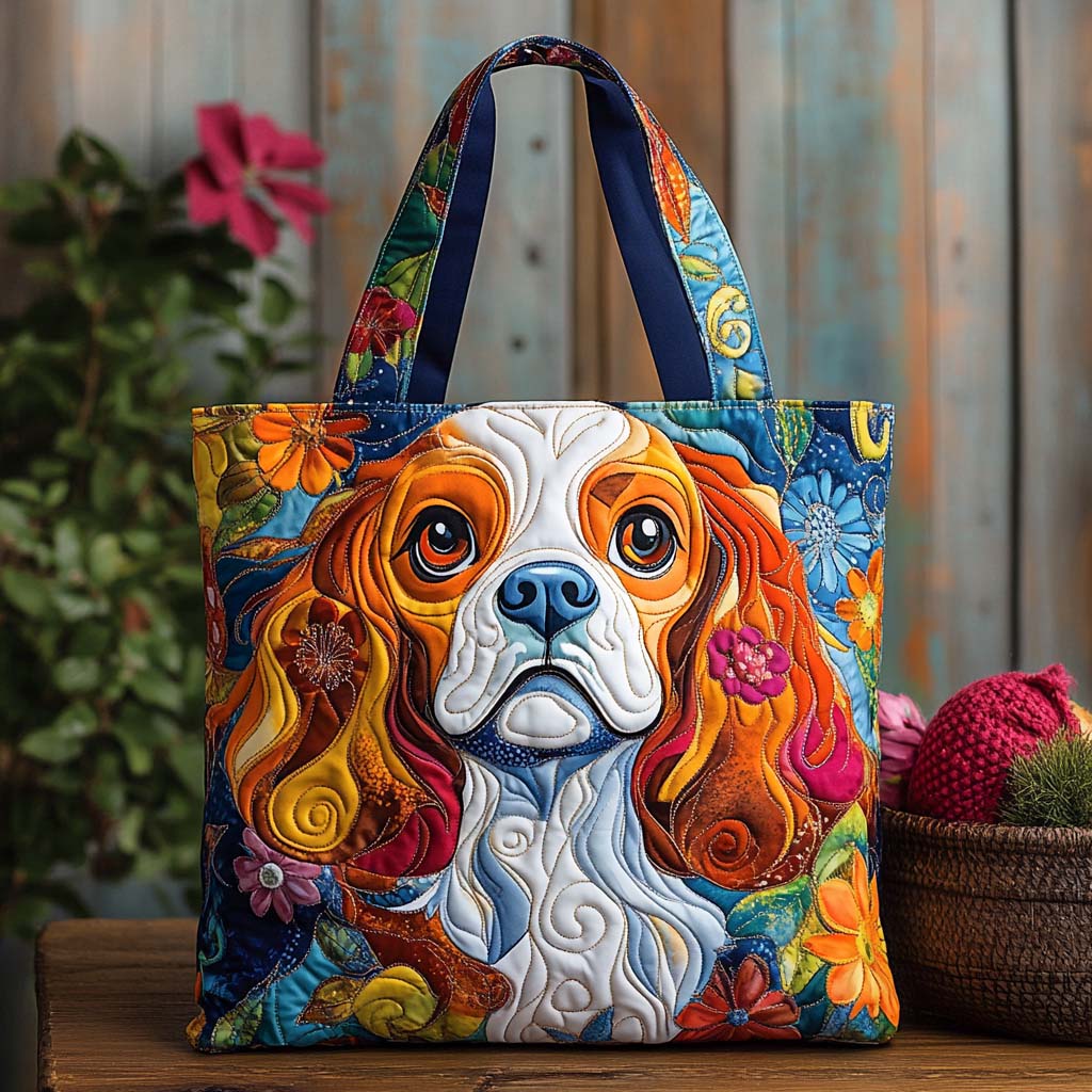 Cavalier Color Pop Quilted Tote Bag Dog Themed Gifts