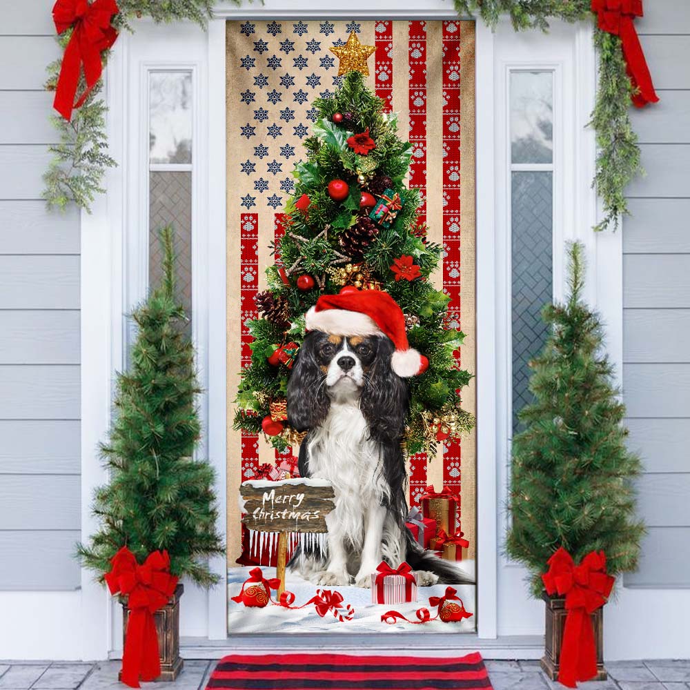 Cavalier Dog Christmas American Door Cover