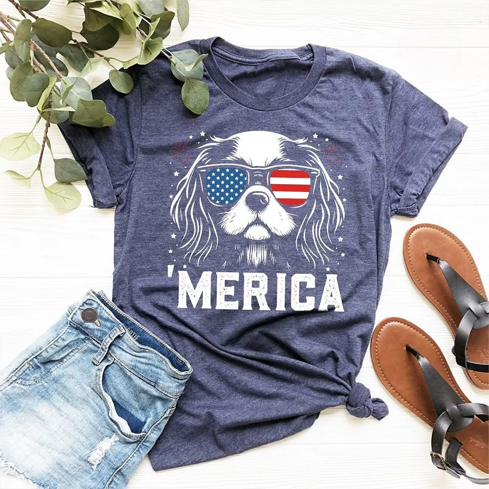 Cavalier King Charles Merica T-Shirt 4th of July Cavalier Tees Gifts For Her