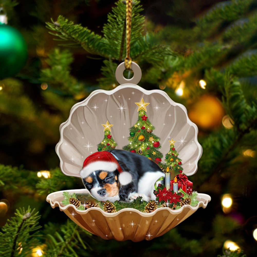 Cavalier King Charles Spaniel (2) Sleeping in Pearl Dog Christmas Ornament Flat Acrylic