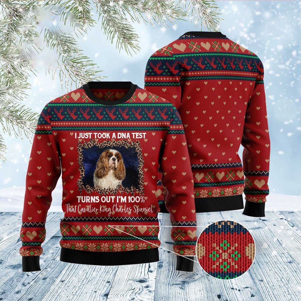Cavalier King Charles Spaniel Dna Ugly Christmas Sweater Funny Ugly Christmas Sweater Xmas Gifts