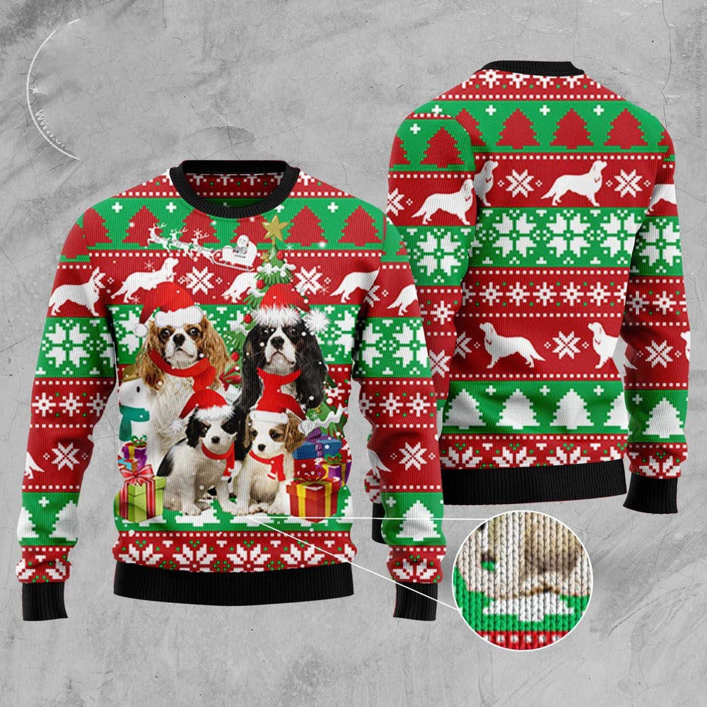 Cavalier King Charles Spaniel Family Ugly Christmas Sweater Funny Ugly Christmas Sweater Xmas Gifts