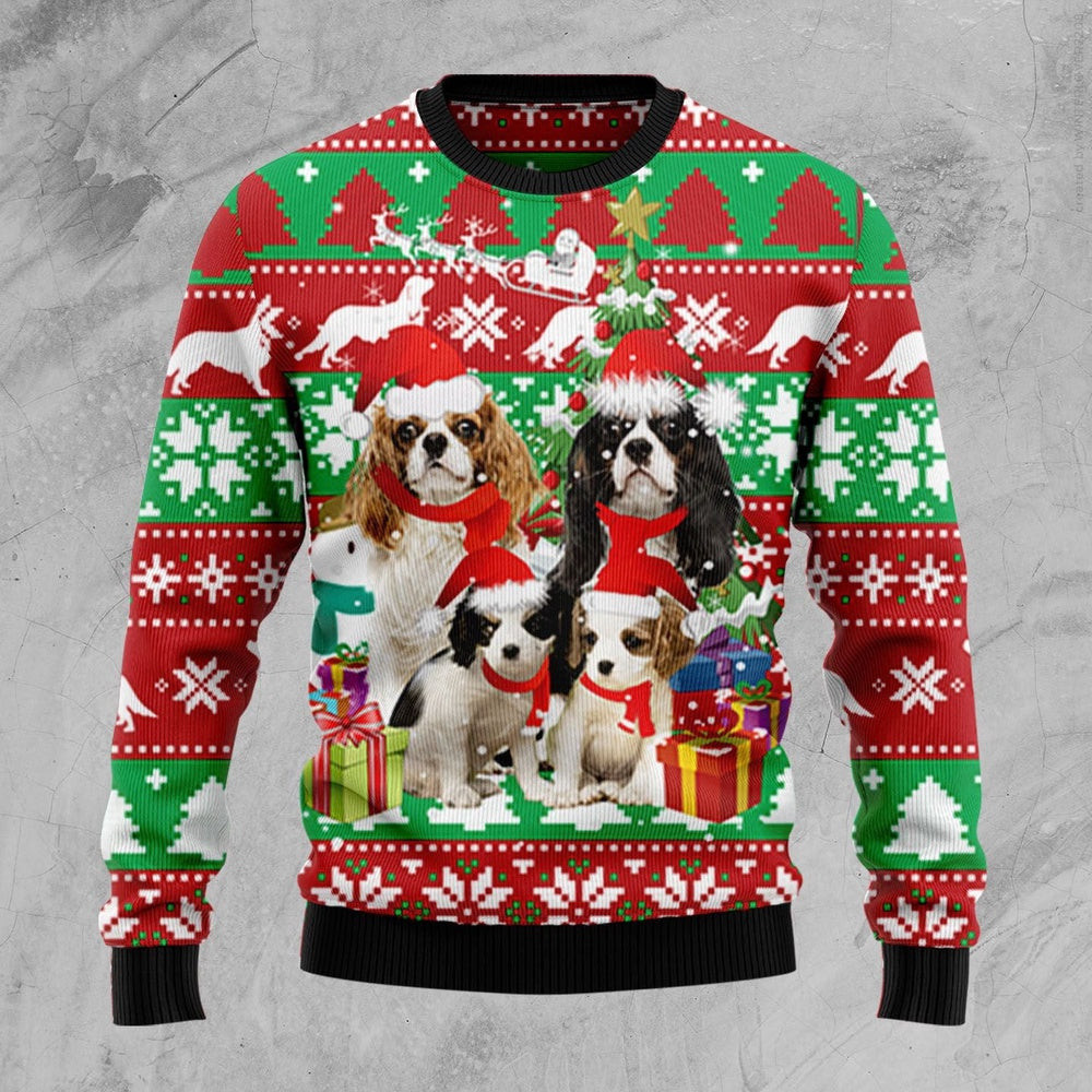 Cavalier King Charles Spaniel Family Ugly Christmas Sweater Gift For Christmas