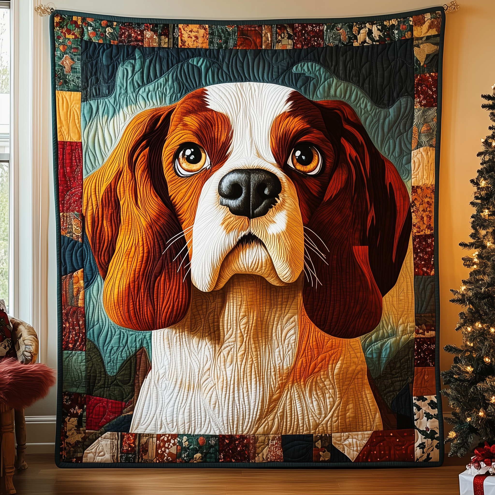 Cavalier King Charles Spaniel Quilted Blanket Christmas Throw Blanket Unique Christian Gifts