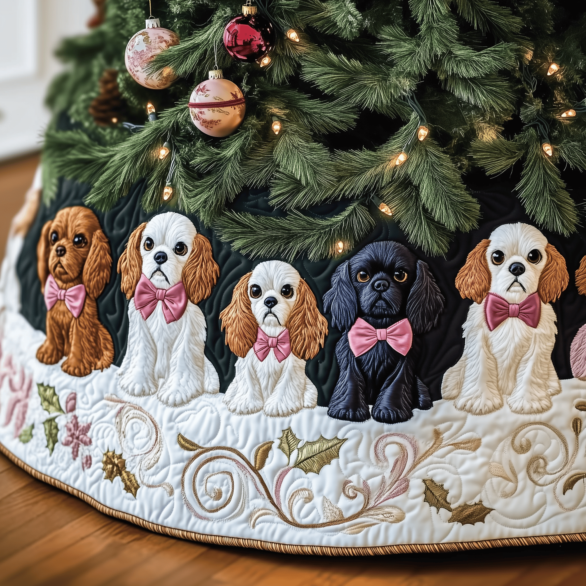 Cavalier King Charles Spaniel Quilted Tree Skirt Christmas Tree Skirt Best Christmas Gifts For My Wife