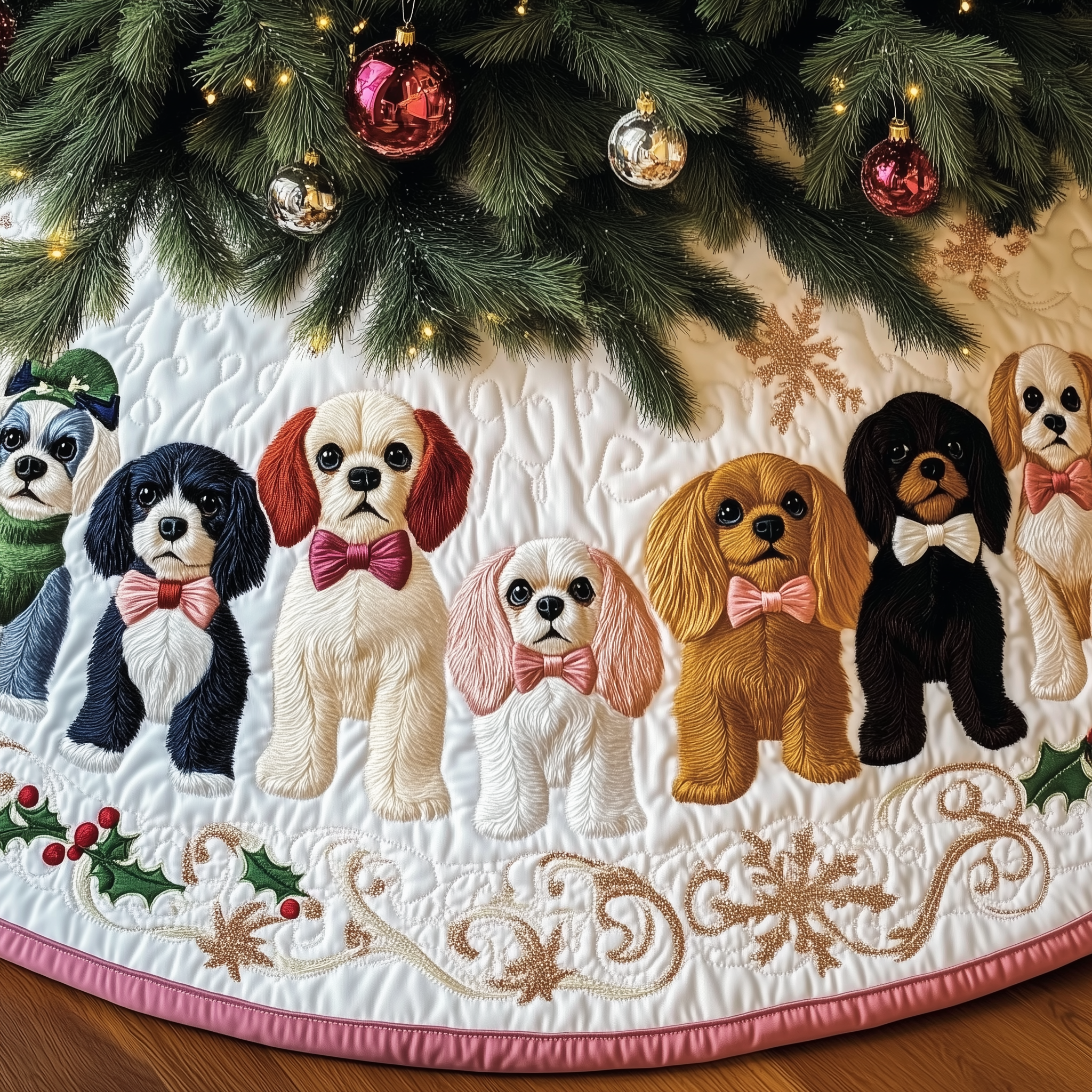 Cavalier King Charles Spaniel Quilted Tree Skirt Special Birthday Gift Merch