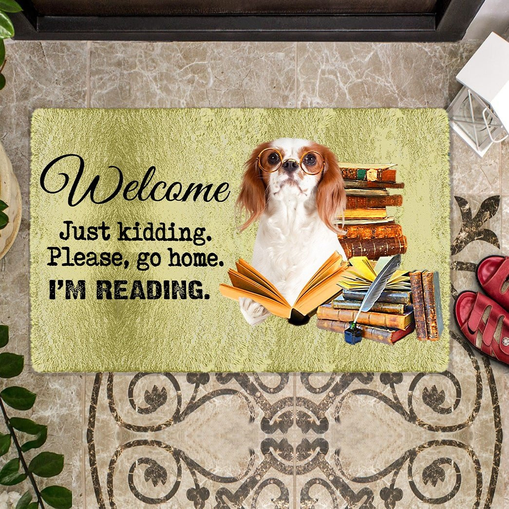 Cavalier King Charles Spaniel Welcome Just Kidding Doormat Front Door Idea Unique Dog Gifts