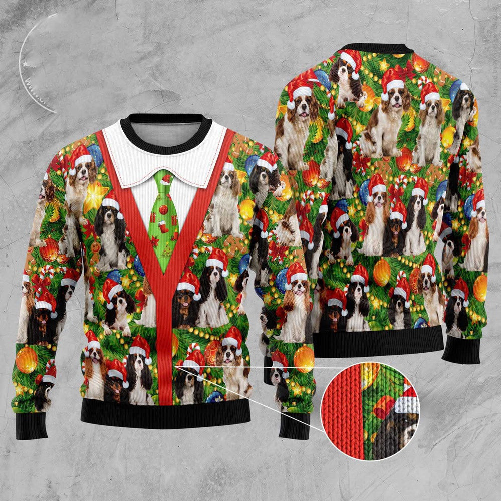 Cavalier King Charles Spaniel Xmas Pine Ugly Christmas Sweater Funny Ugly Christmas Sweater Xmas Gifts