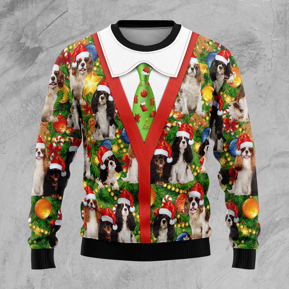 Cavalier King Charles Spaniel Xmas Pine Ugly Christmas Sweater Gift For Christmas