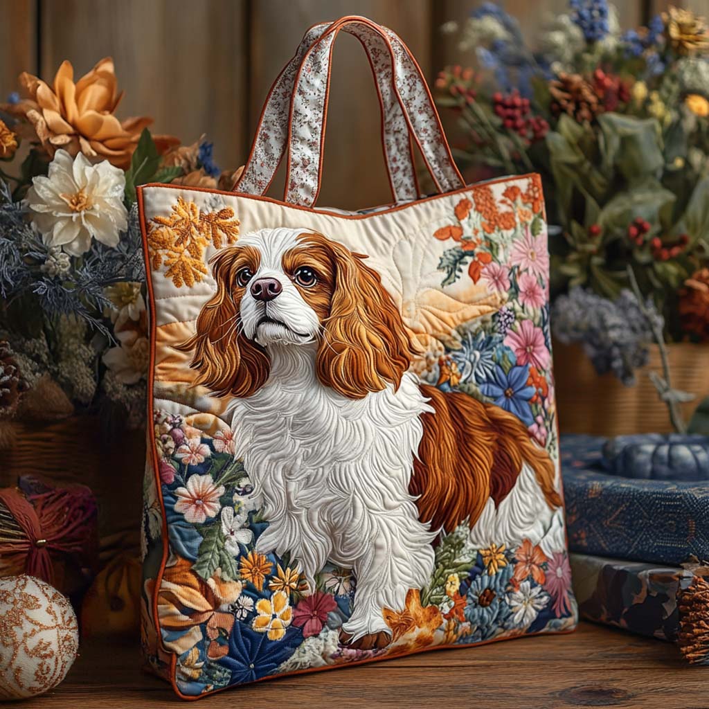 Cavalier Rustic Grace Quilted Tote Bag Dog Themed Gifts For Humans