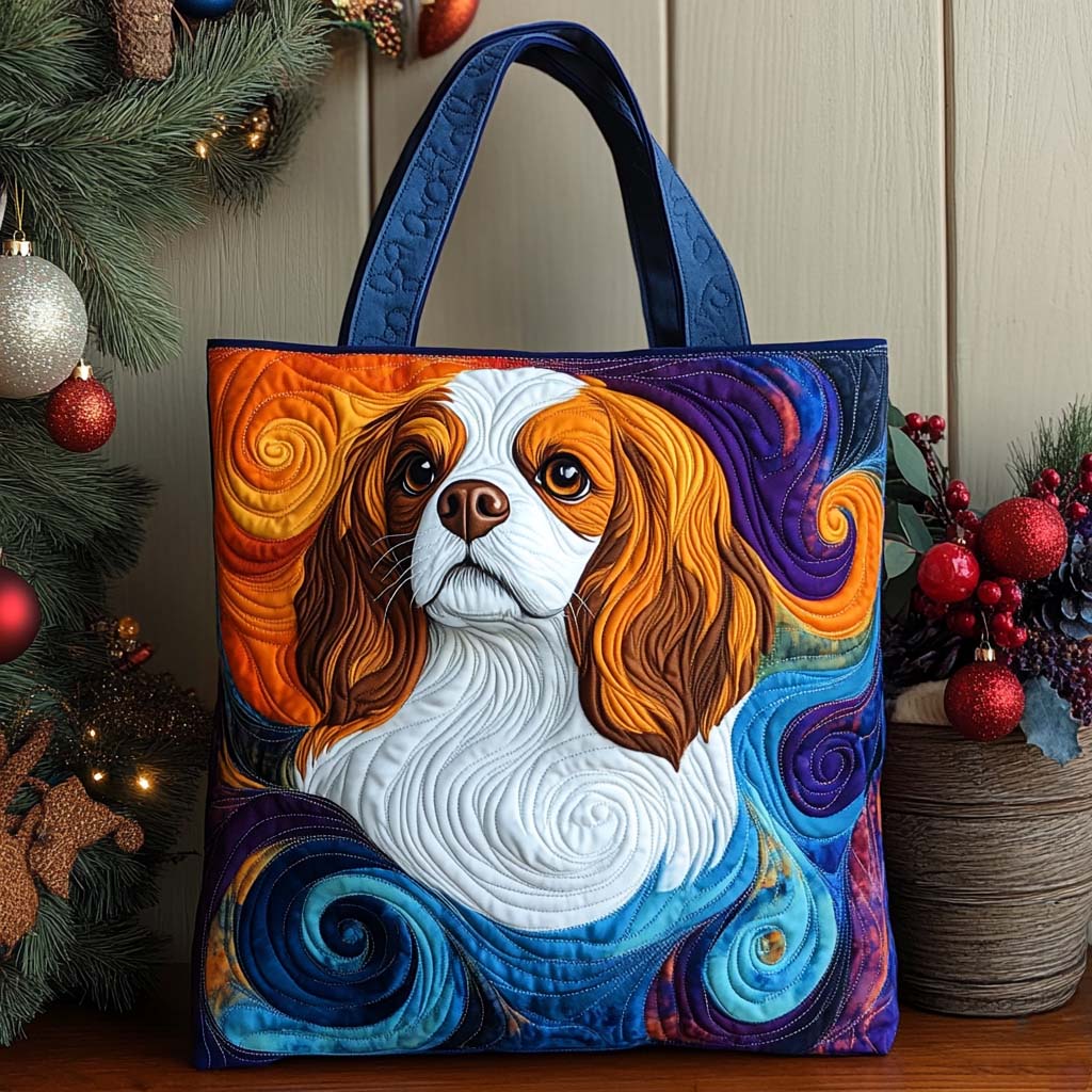 Cavalier Swirl Spirit Quilted Tote Bag Dog Lovers Birthday Presents