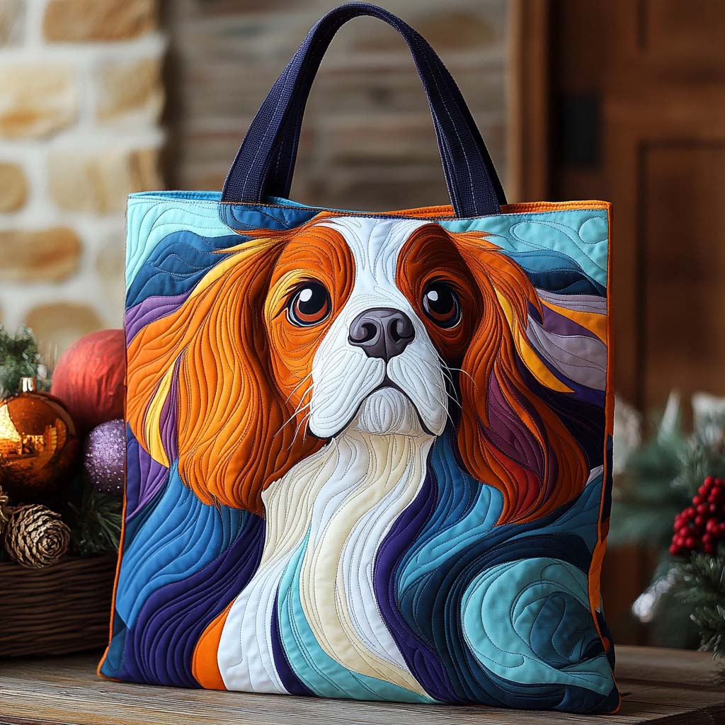 Cavalier Wave Charm Quilted Tote Bag Great Gifts For Pet Lovers