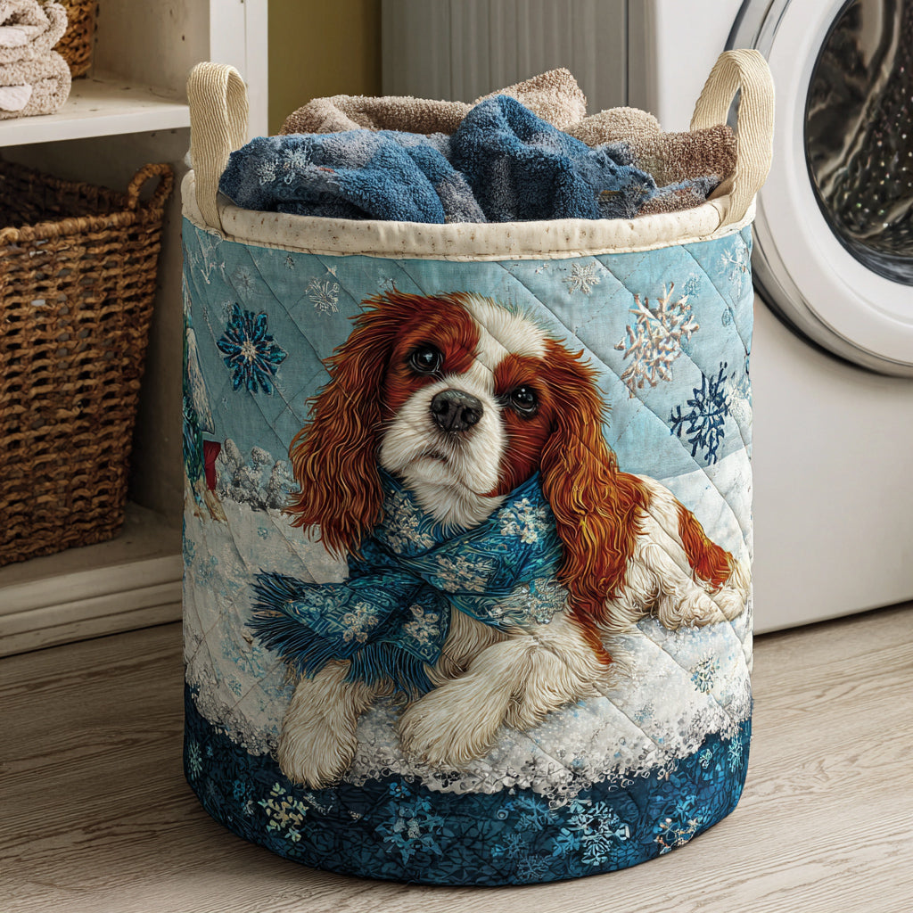 Cavalier Winter Scarf Quilted Laundry Basket Elegant Home Gift Idea with Quilted Laundry Hamper