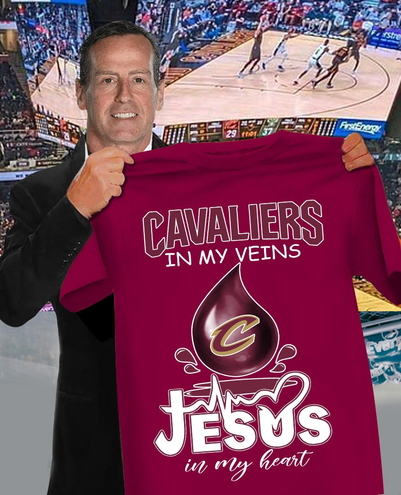 Cavaliers In My Veins Jesus Is My Heart T-Shirt Good Gifts For Basketball Fans