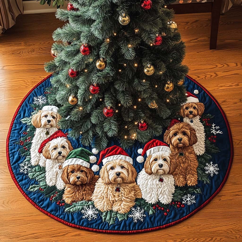 Cavapoo Bliss Christmas Quilted Tree Skirt Cozy Holiday Home Decor Christmas Hearth And Home Decor
