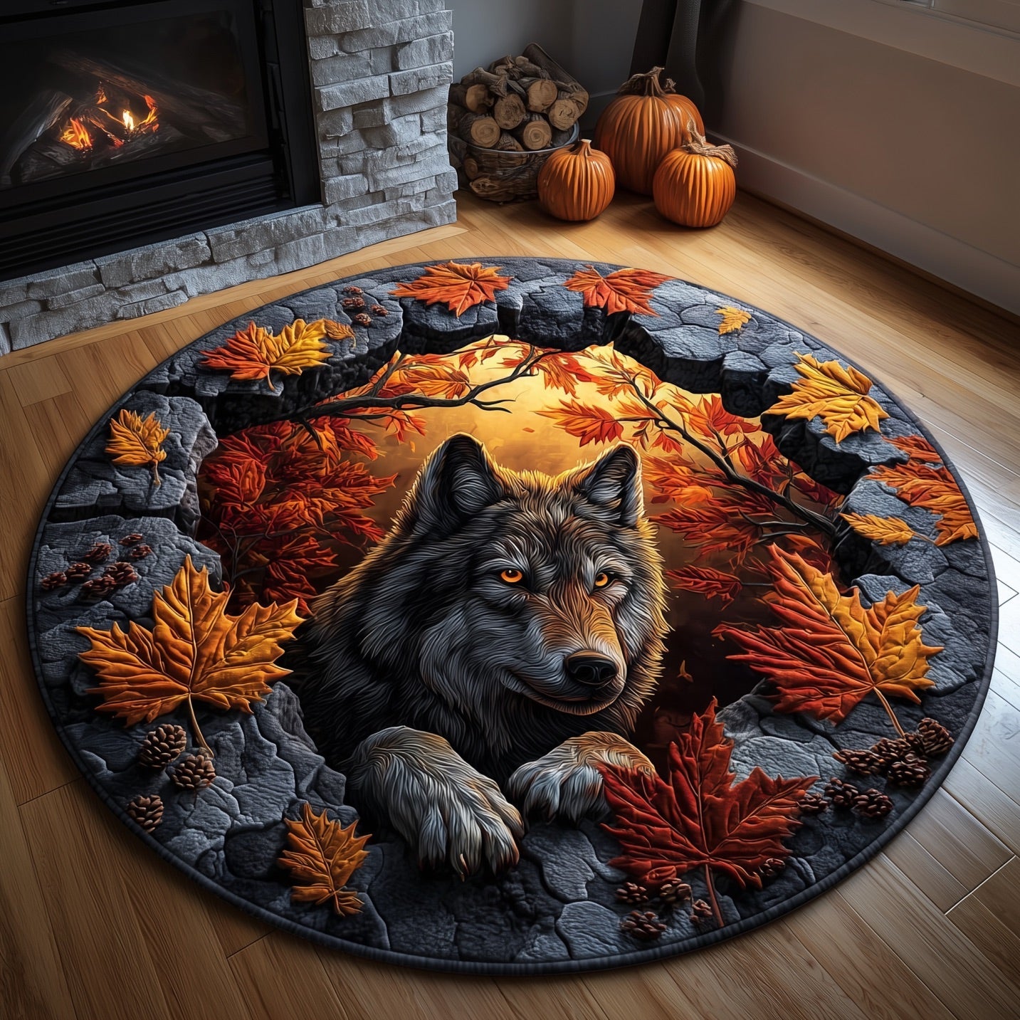 Cave Guardian Quilted Round Mat Perfect Home Accessory Quilted Round Mat