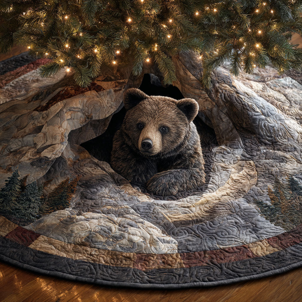 Cave Watcher Christmas Quilted Tree Skirt Xmas Tree Decor Presents For Wildlife Enthusiasts