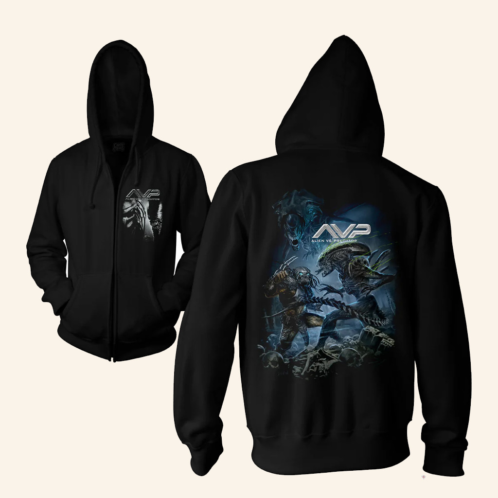 Cavity Colors Merch AVP Alien Vs Predator Zip Hoodie Gifts For Dudes