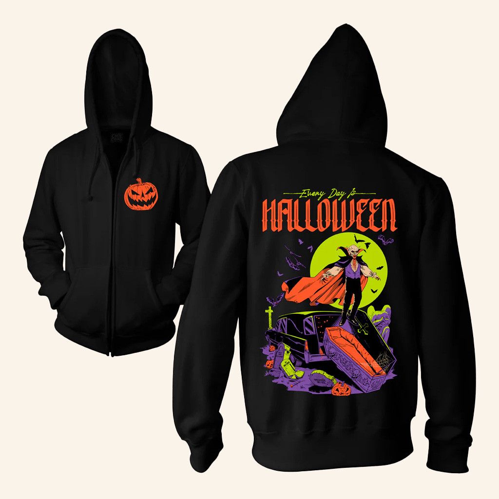 Cavitycolors Merch Every Day Is Halloween 2025 Zip Up Hoodie Gifts For Father Cavitycolors Merch Every Day Is Halloween 2025 Zip Up Hoodie Gifts For Father