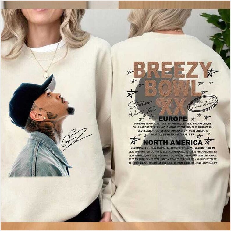 Cb T-Shirt, Chris Breezy Bowl Xx Tour 2025 Shirt, Brown 2025 Concert, Chris Tour Merch, Breezy Bowl Xx Tour Sweatshirt Hoodie Gifts For Him