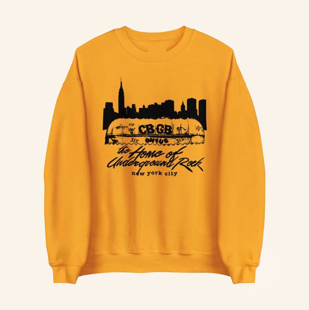 CBGB Merch Yellow CBGB Sweatshirt Xmas Presents For Her CBGB Merch Yellow CBGB Sweatshirt Xmas Presents For Her