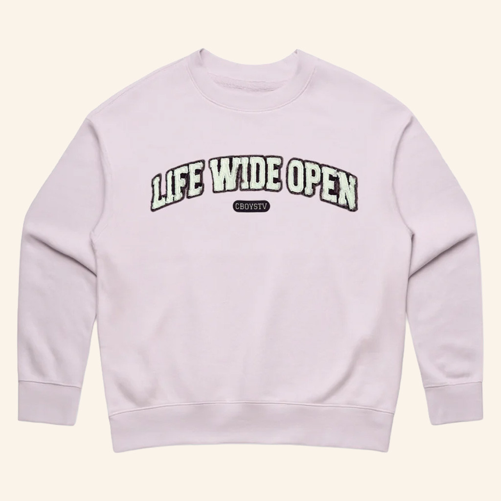 CboysTV Merch Life Wide Open Applique Sweatshirt Gifts Ideas For Sisters