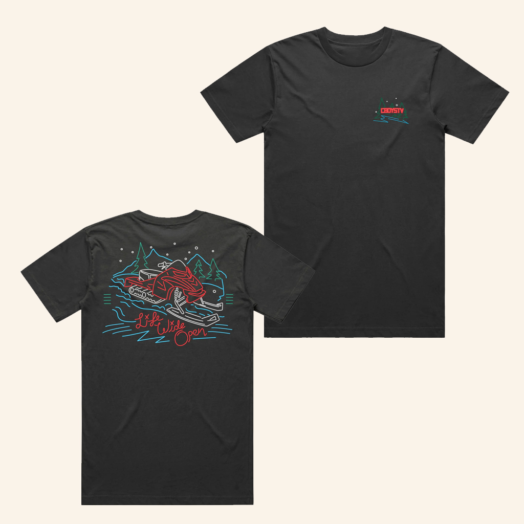 CboysTV Merch Neon Sled T-Shirt Life Wide Open Shirt Christmas Gifts For Dad