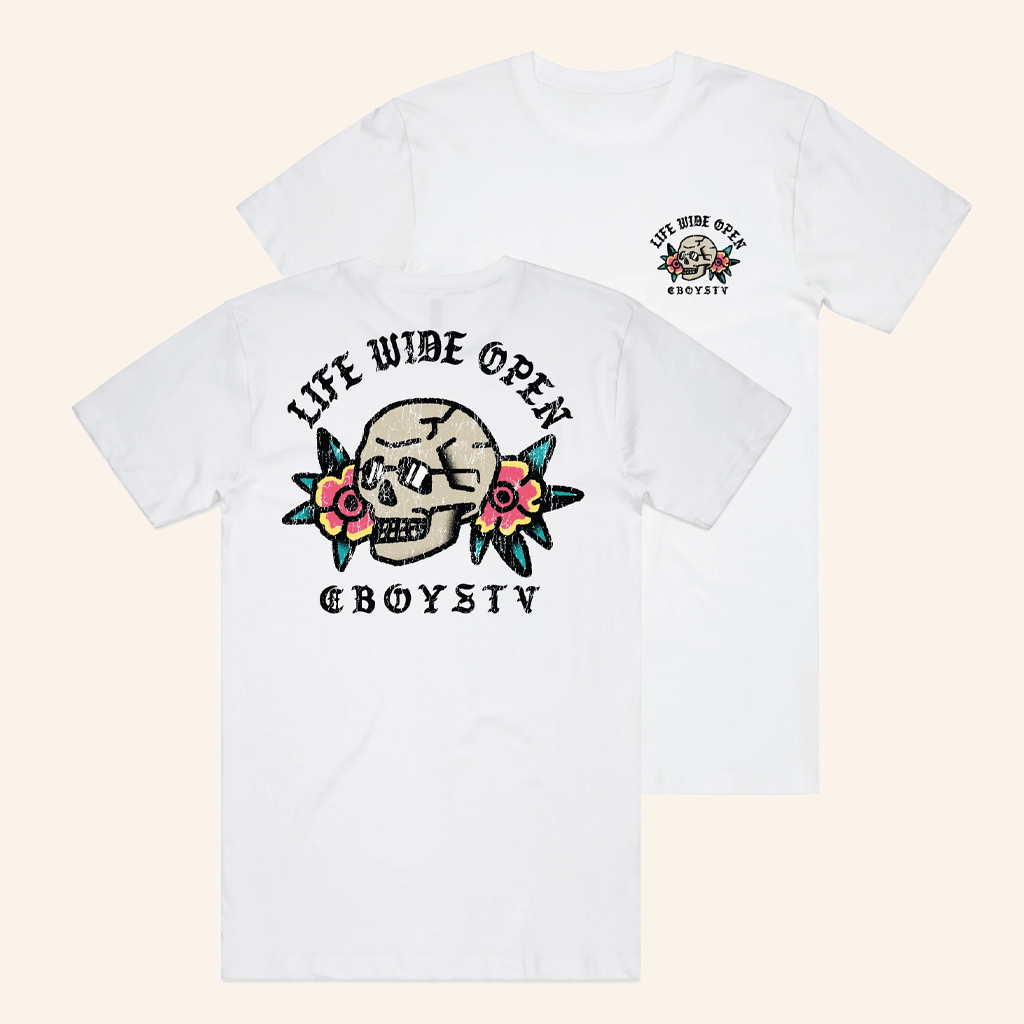 CboysTV Merch Skully T-Shirt Life Wide Open CboysTV Shirt Christmas Gifts For Boyfriend