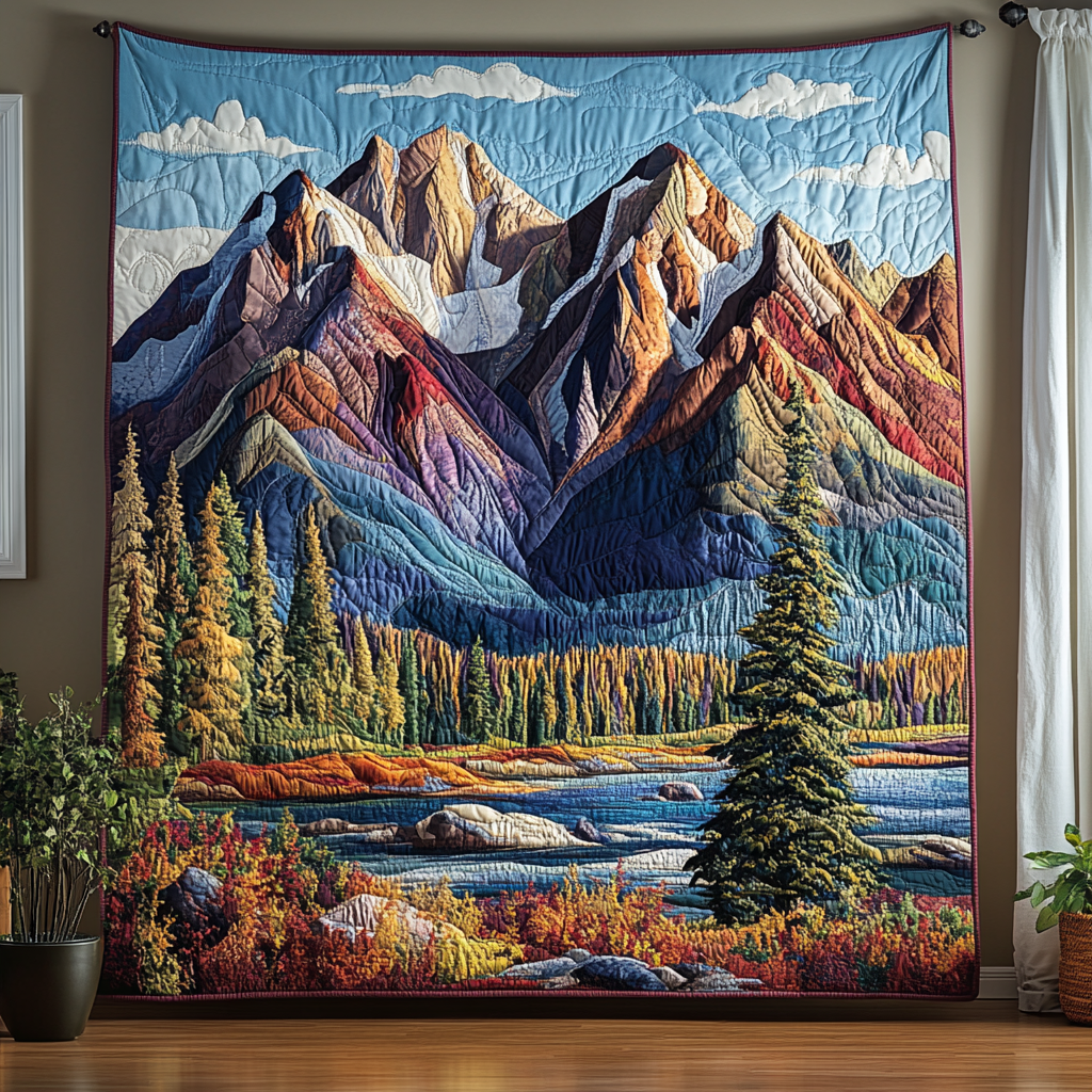 Cedar Calm Quilted Blanket Bed Room Decor Gift For Nature Lovers